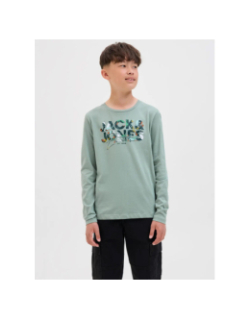 T-shirt à manches longues jjgeplas vert garçon - Jack & Jones