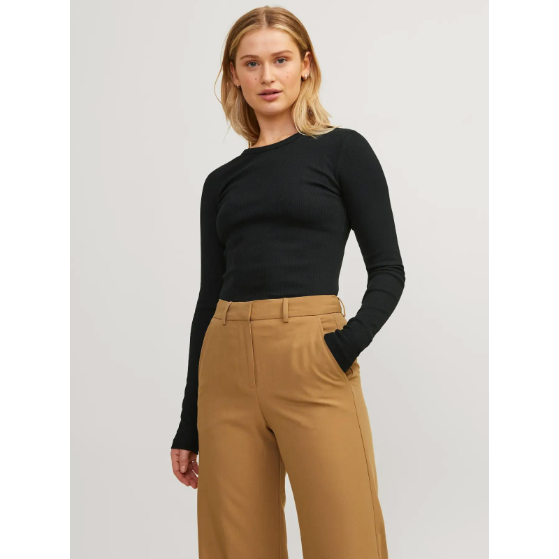 T-shirt côtelé à manches longues jxfreya noir femme - JJXX