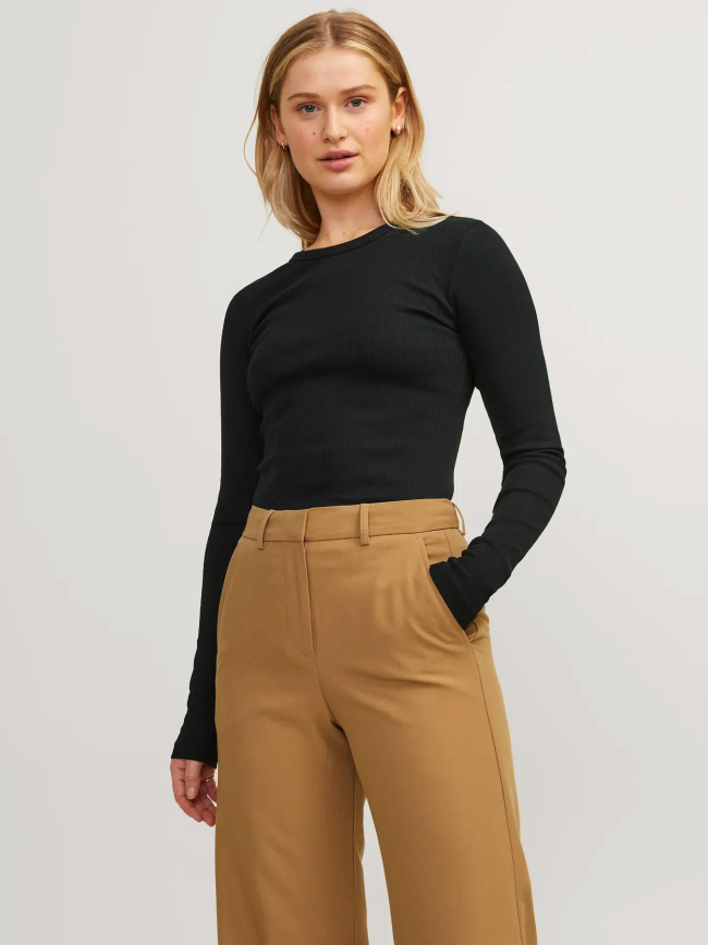 T-shirt côtelé à manches longues jxfreya noir femme - JJXX