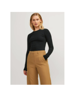 T-shirt côtelé à manches longues jxfreya noir femme - JJXX