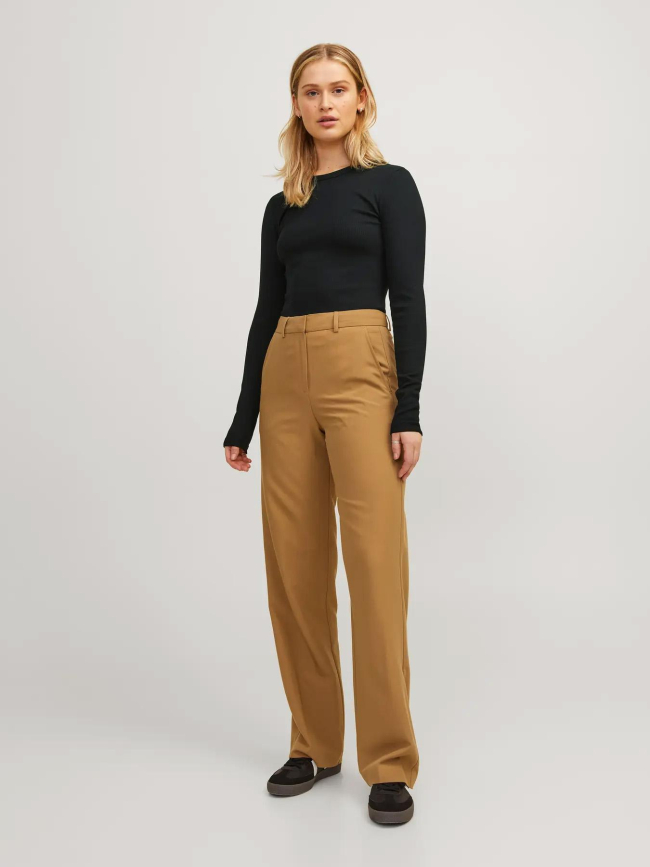 T-shirt côtelé à manches longues jxfreya noir femme - JJXX