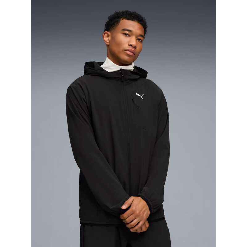 Veste de survêtement zippée à capuche flex stretch noir homme - Puma