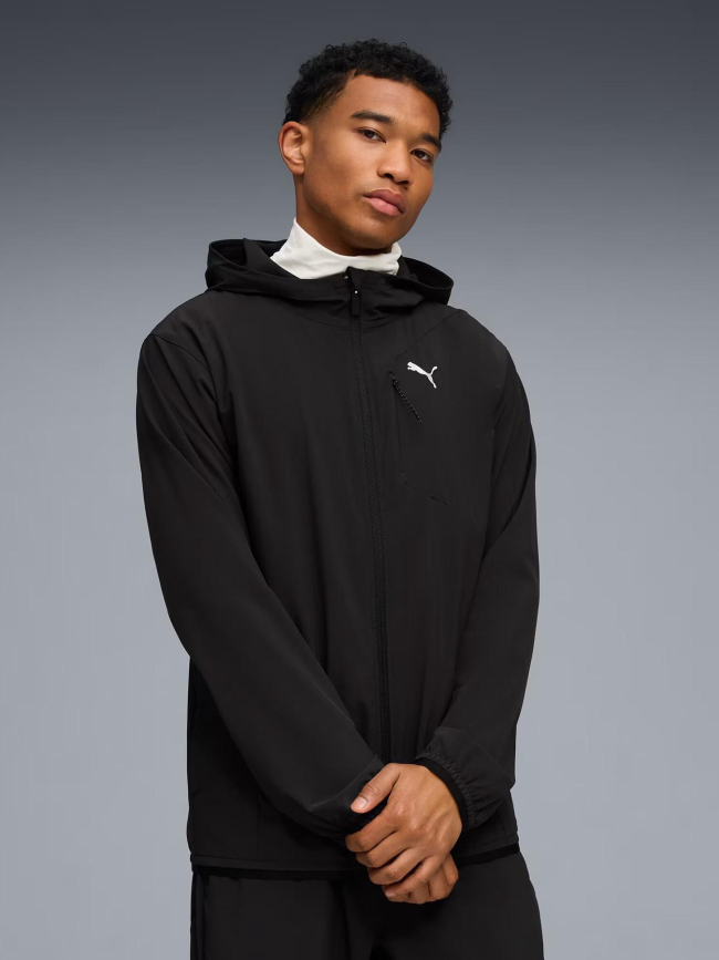 Veste de survêtement zippée à capuche flex stretch noir homme - Puma