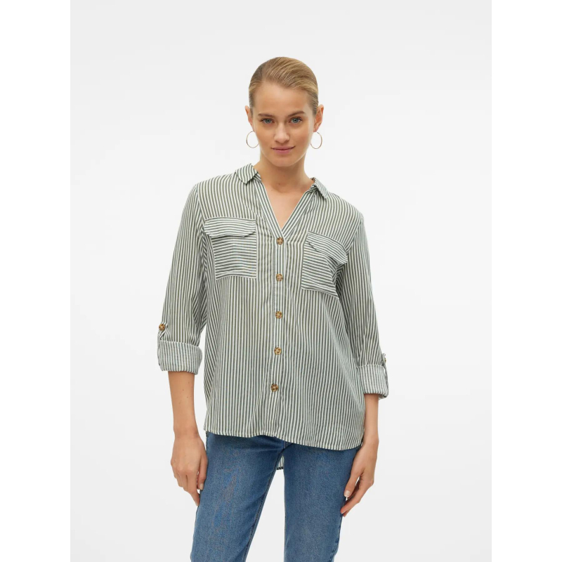 Chemise rayée bumpy vert olive femme - Vero Moda