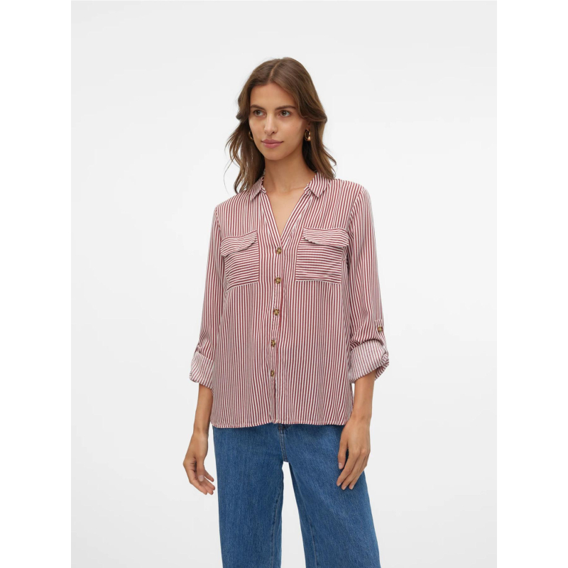 Chemise rayée bumpy rouge blanc femme - Vero Moda