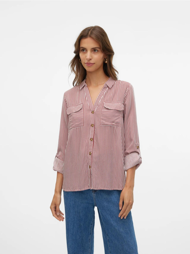 Chemise rayée bumpy rouge blanc femme - Vero Moda