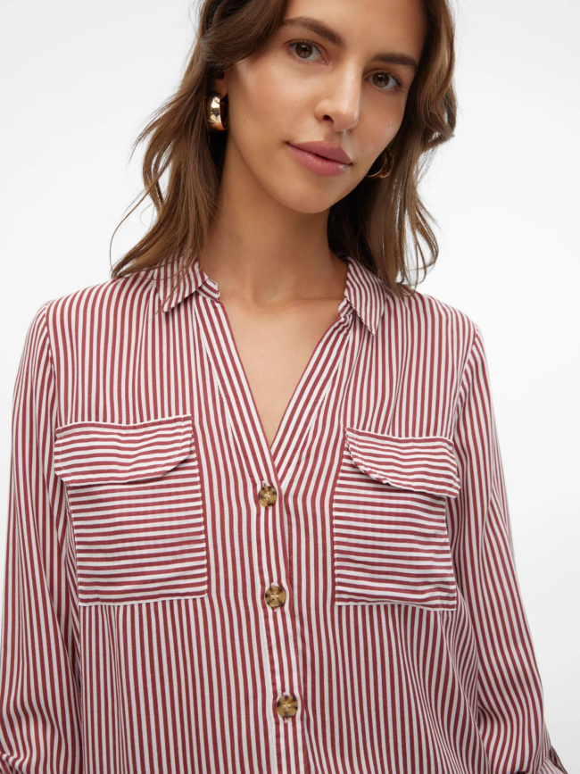 Chemise rayée bumpy rouge blanc femme - Vero Moda