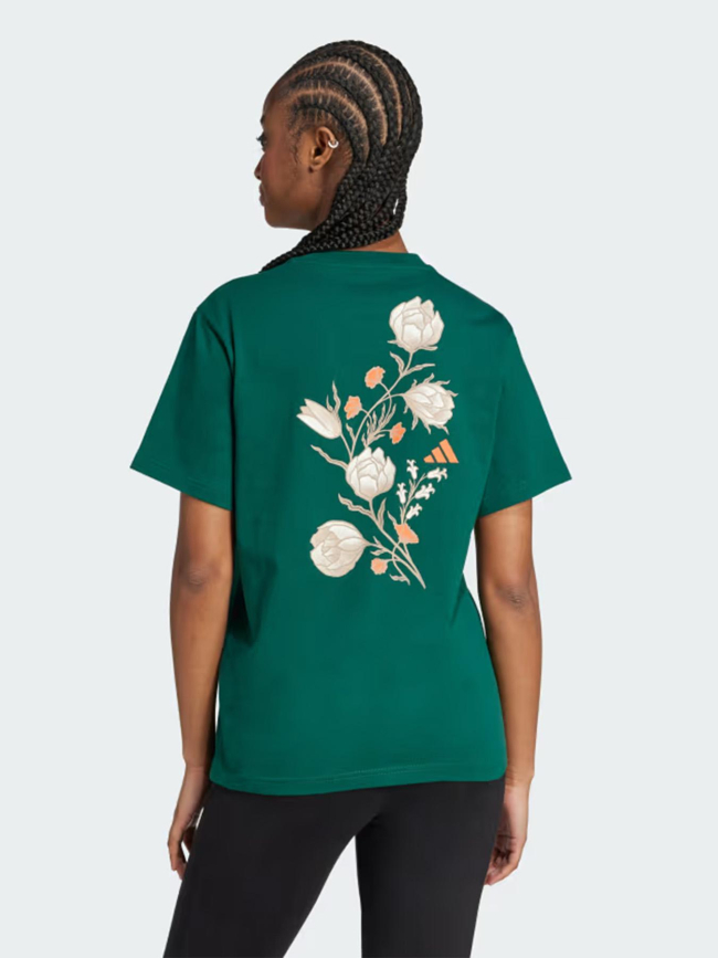 T-shirt à manches courtes logo floral vert femme - Adidas