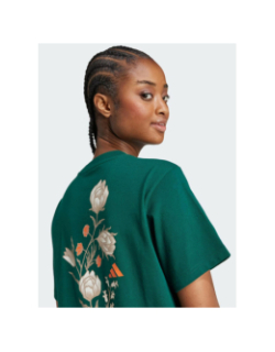 T-shirt à manches courtes logo floral vert femme - Adidas