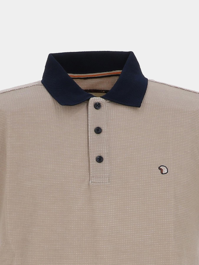 Polo texturé stretch gonar marron homme - Benson & Cherry