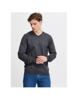 Pull fin à col en v bruton gris homme - Blend