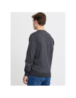 Pull fin à col en v bruton gris homme - Blend