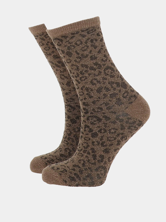 Chaussettes pailletées léopard sebby marron femme - Pieces