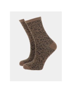 Chaussettes pailletées léopard sebby marron femme - Pieces