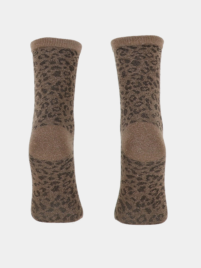 Chaussettes pailletées léopard sebby marron femme - Pieces