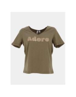 T-shirt brillant à col en v fadora kaki femme - Vero Moda