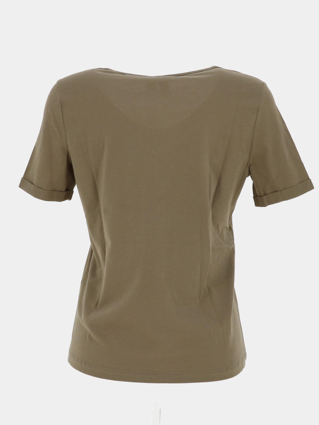 T-shirt brillant à col en v fadora kaki femme - Vero Moda