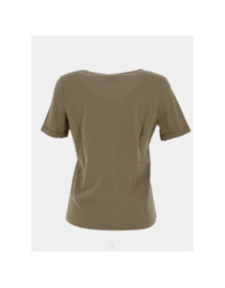 T-shirt brillant à col en v fadora kaki femme - Vero Moda