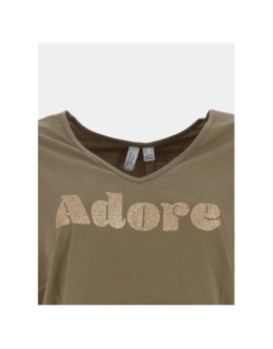 T-shirt brillant à col en v fadora kaki femme - Vero Moda