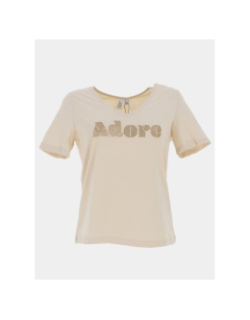 T-shirt brillant à col en v fadora beige femme - Vero Moda