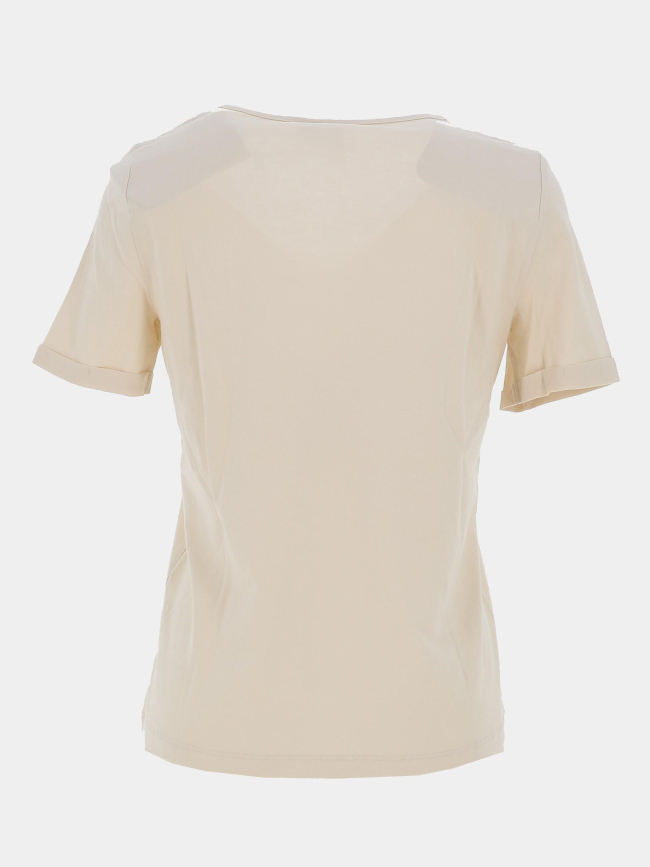 T-shirt brillant à col en v fadora beige femme - Vero Moda