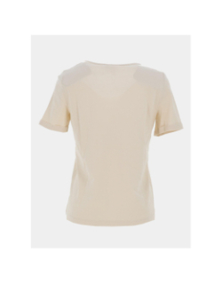 T-shirt brillant à col en v fadora beige femme - Vero Moda