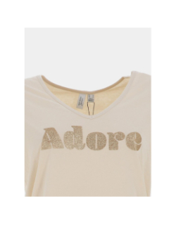 T-shirt brillant à col en v fadora beige femme - Vero Moda
