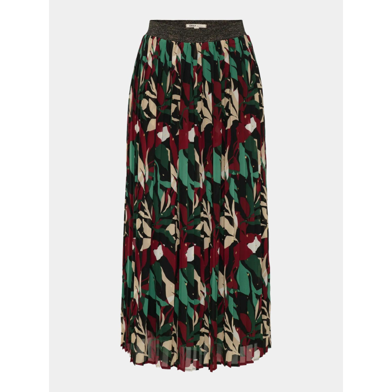 Jupe plissée imprimée gabri noir vert rouge femme - Only