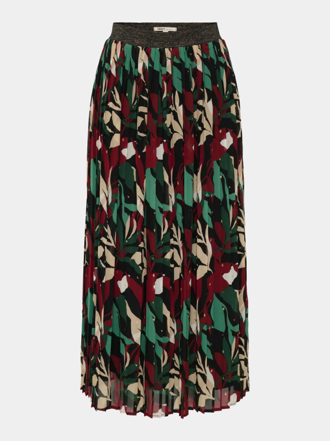 Jupe plissée imprimée gabri noir vert rouge femme - Only