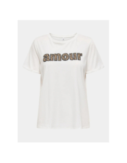 T-shirt à message amour line blanc femme - Only