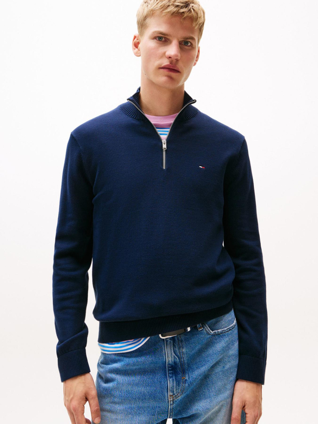 Pull col zippé slim light bleu marine homme - Tommy Jeans