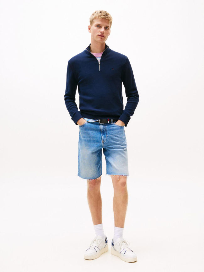 Pull col zippé slim light bleu marine homme - Tommy Jeans