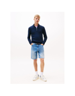 Pull col zippé slim light bleu marine homme - Tommy Jeans