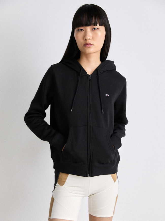Sweat à capuche zippé regular flag noir femme - Tommy Jeans