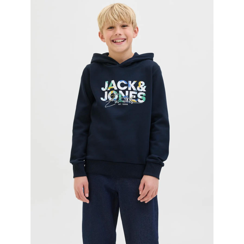 Sweat à capuche jjgeplas bleu marine garçon - Jack & Jones