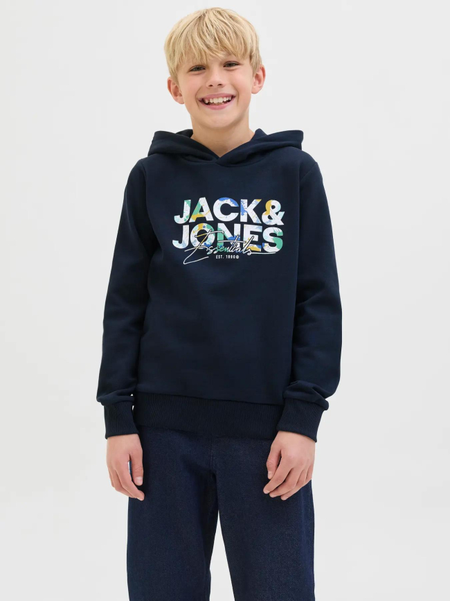 Sweat à capuche jjgeplas bleu marine garçon - Jack & Jones