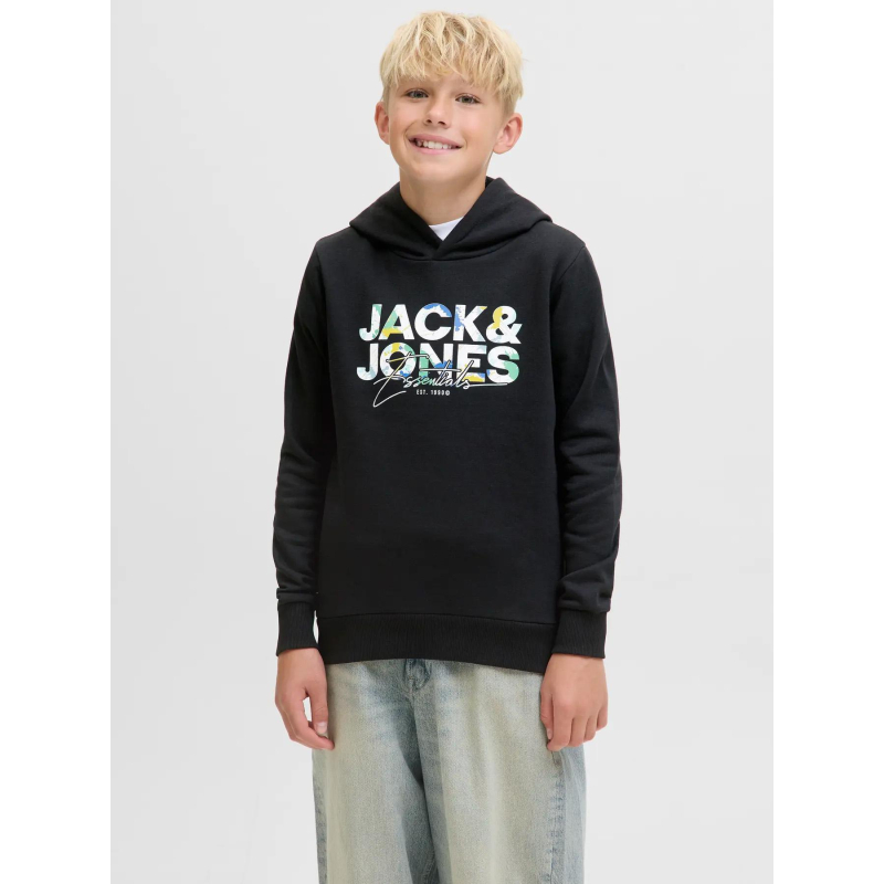 Sweat à capuche jjgeplas noir garçon - Jack & Jones
