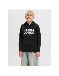 Sweat à capuche jjgeplas noir garçon - Jack & Jones
