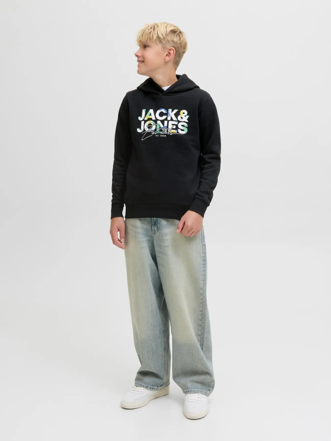 Sweat à capuche jjgeplas noir garçon - Jack & Jones