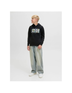 Sweat à capuche jjgeplas noir garçon - Jack & Jones
