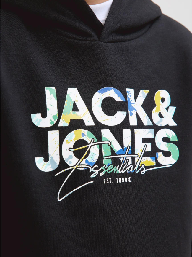 Sweat à capuche jjgeplas noir garçon - Jack & Jones