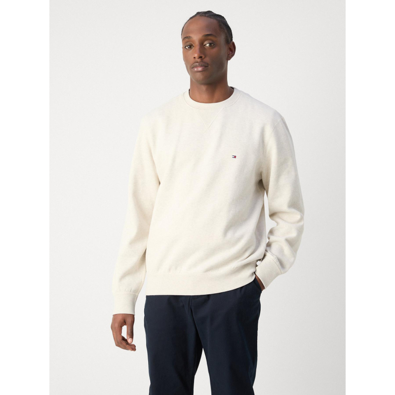 Sweat chiné à col rond ess seasonnal beige homme - Tommy Hilfiger