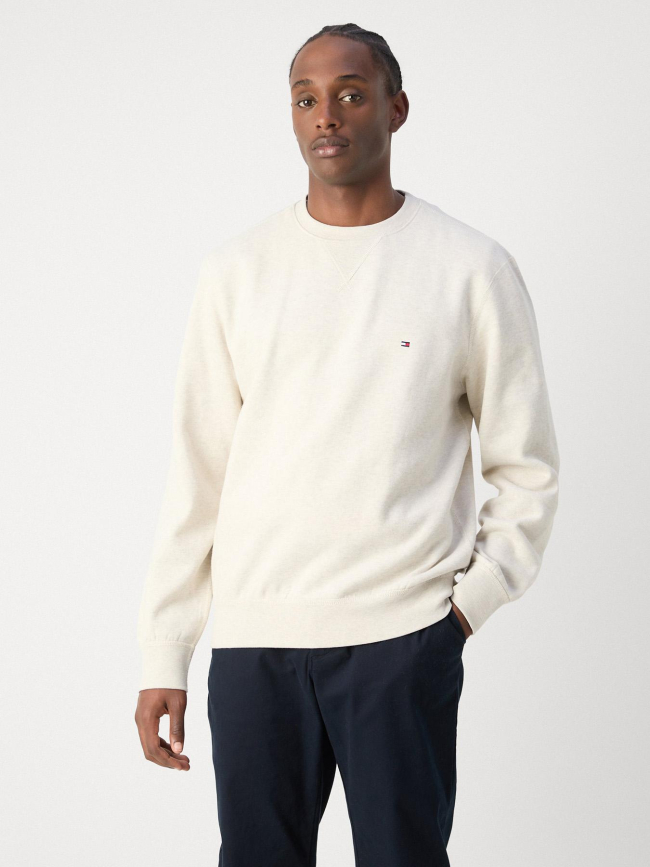 Sweat chiné à col rond ess seasonnal beige homme - Tommy Hilfiger