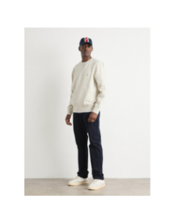 Sweat chiné à col rond ess seasonnal beige homme - Tommy Hilfiger