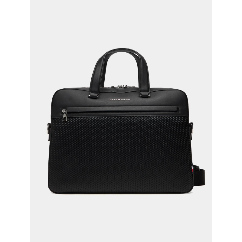 Sacoche ordinateur simili-cuir woven noir - Tommy Hilfiger
