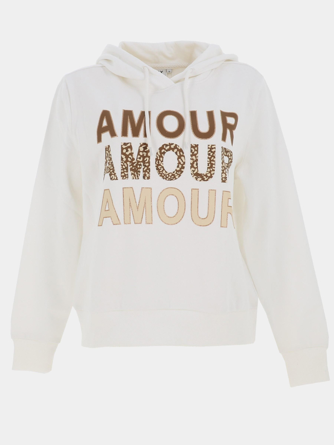 Sweat à capuche maia believe blanc femme - Only