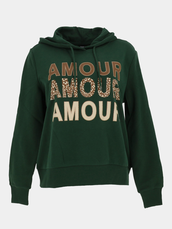 Sweat à capuche maia believe vert femme - Only