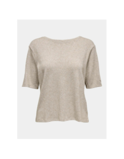 T-shirt brillant à col en v onlfalka beige femme - Only