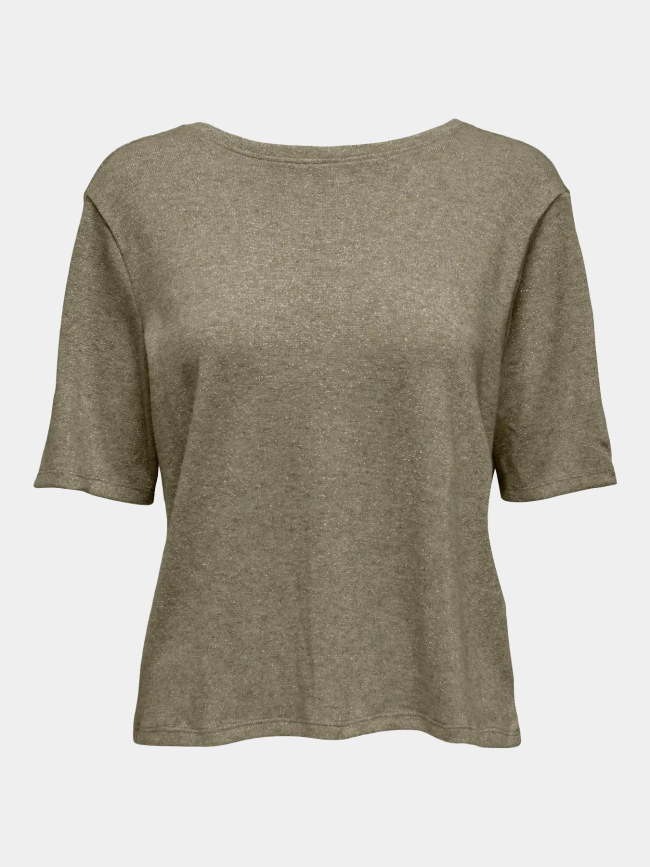 T-shirt brillant à col en v onlfalka doré femme - Only