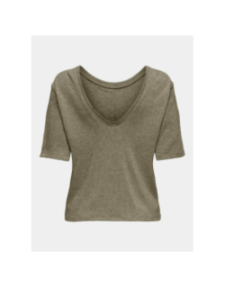 T-shirt brillant à col en v onlfalka doré femme - Only